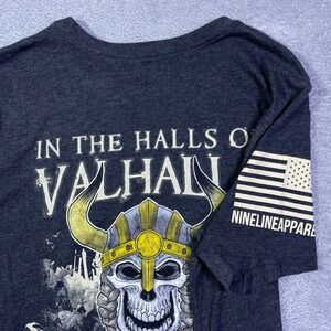 Nine Line Apparel Women's Gray Valhalla Viking Graphic T-Shirt‎ Warriors Large